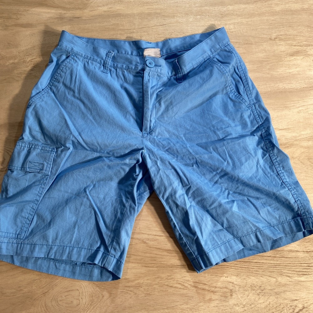 Columbia Mens Lightweight Outdoor Hiking Shorts Sz 34 x 10 Light Blue Cotton